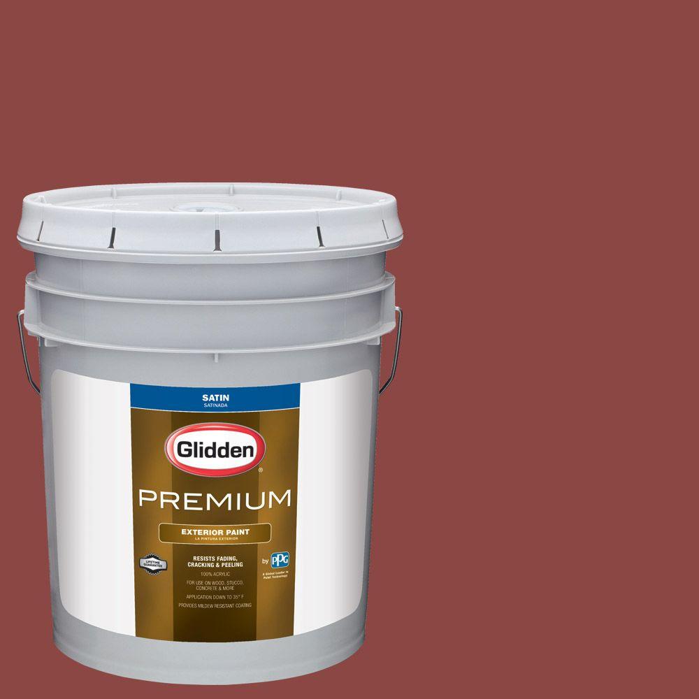 Glidden Premium 5 Gal Hdgr64 Rusty Red Satin Latex Exterior Paint