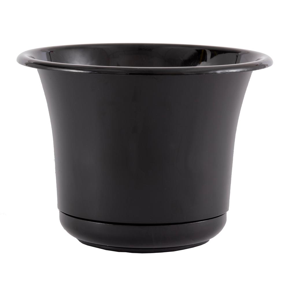 Bloem Expressions 12 in. x 10.75 in. Black Plastic Planter and Matching ...