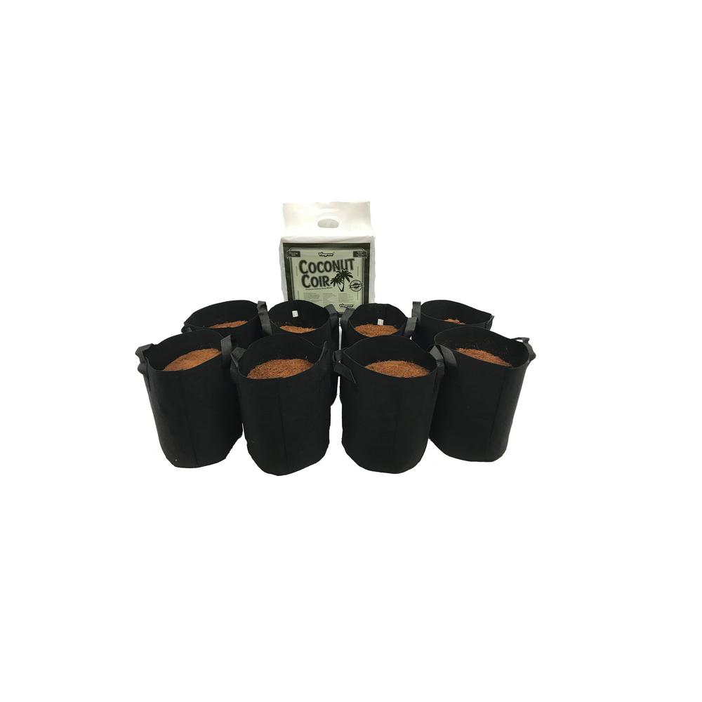 Viagrow Fabric Nursery Pots Planters The Home Depot 3 Gal Fabric Pot With Coconut Coir Premium Growing Media 8 Pack