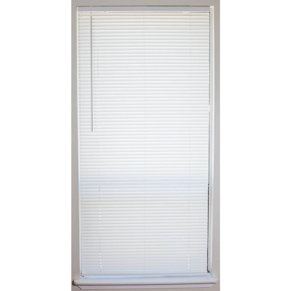 White Cordless 1 In Vinyl Mini Blind 27 In W X 64 In L 201504002 The Home Depot