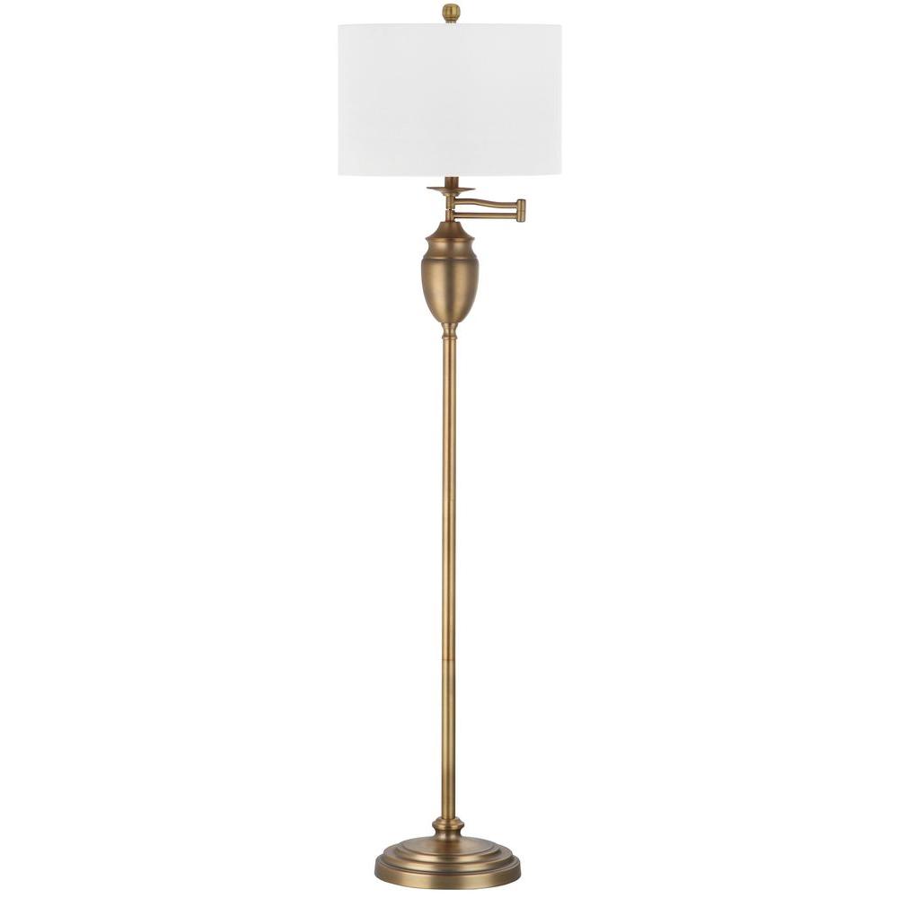 Safavieh Evie Mesh 58.25 in. Antique Gold Floor Lamp with White Shade ...