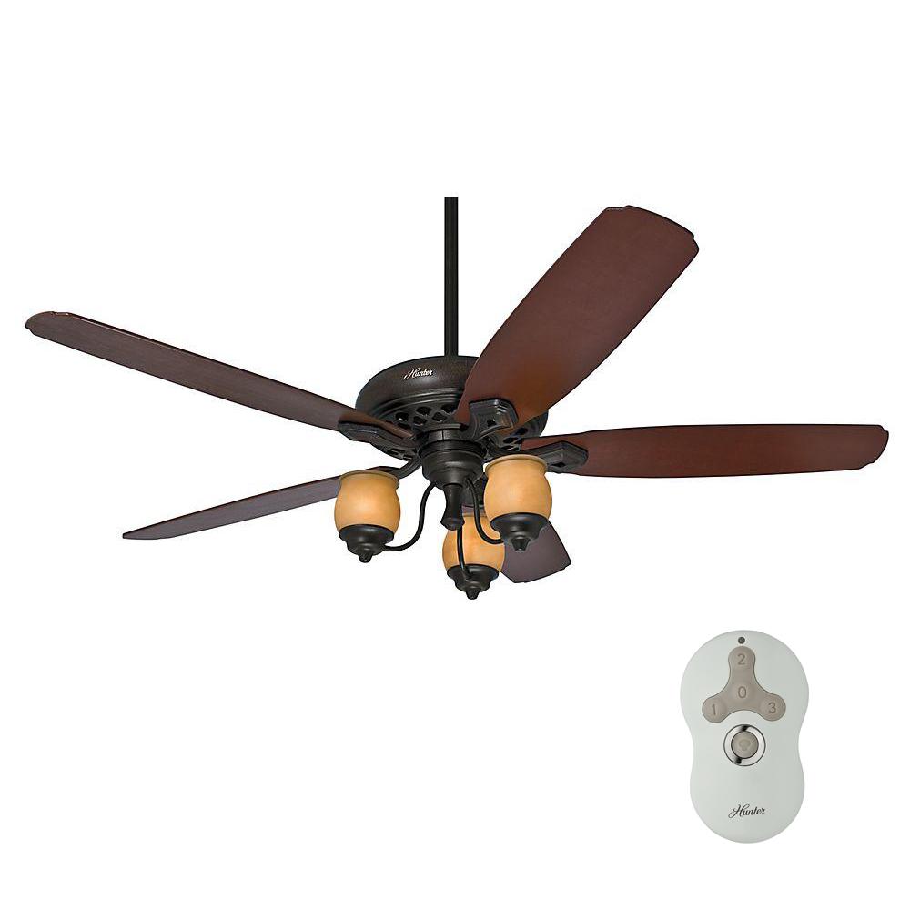 Hunter Torrence 64 inch Indoor Provence Crackle Bronze Ceiling Fan with Light... by Hunter