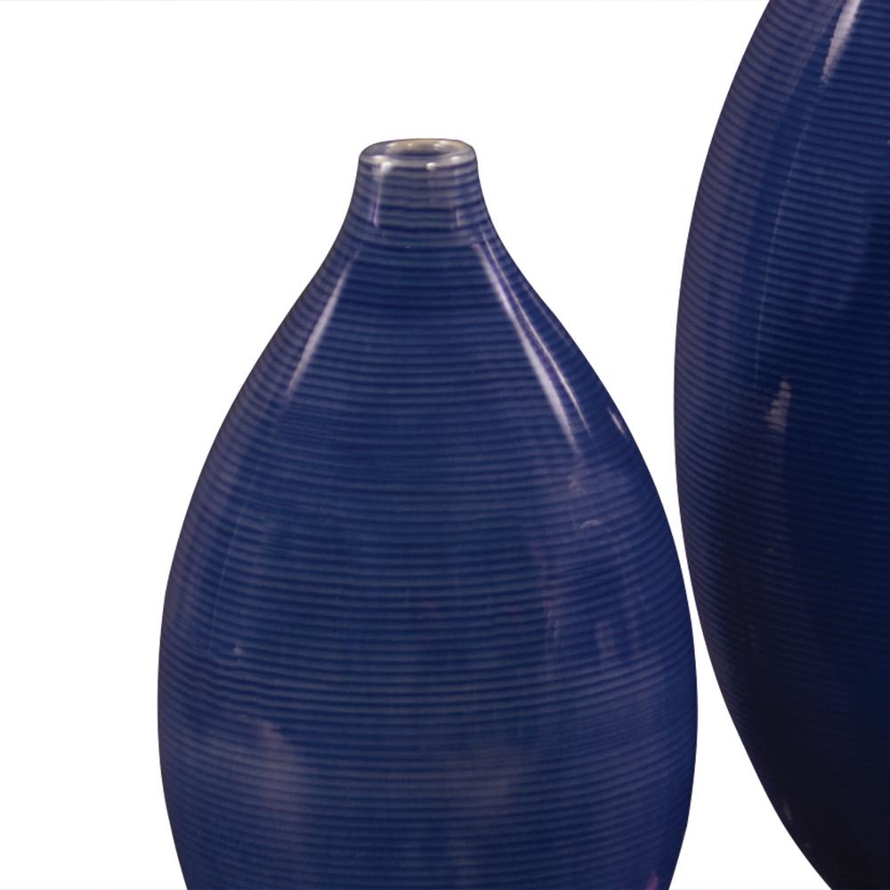 Cobalt Blue Glaze Ceramic Decorative Vases Set Of 2 34052 The