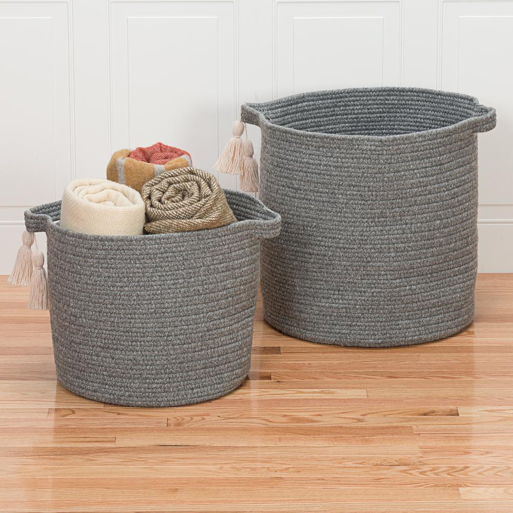 gray storage baskets