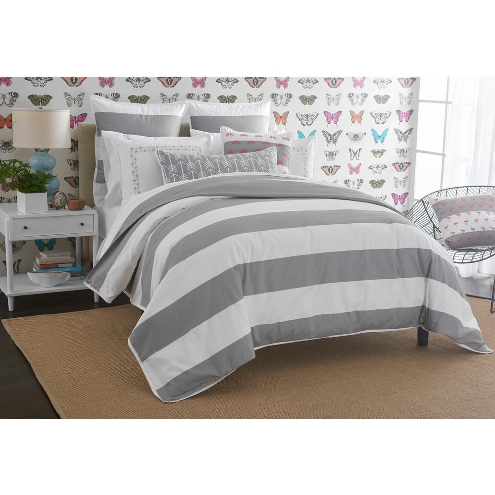 Cabana White And Gray Solid King Cotton Duvet Cover 422 The Home Gray Solid King Cotton Duvet Cover