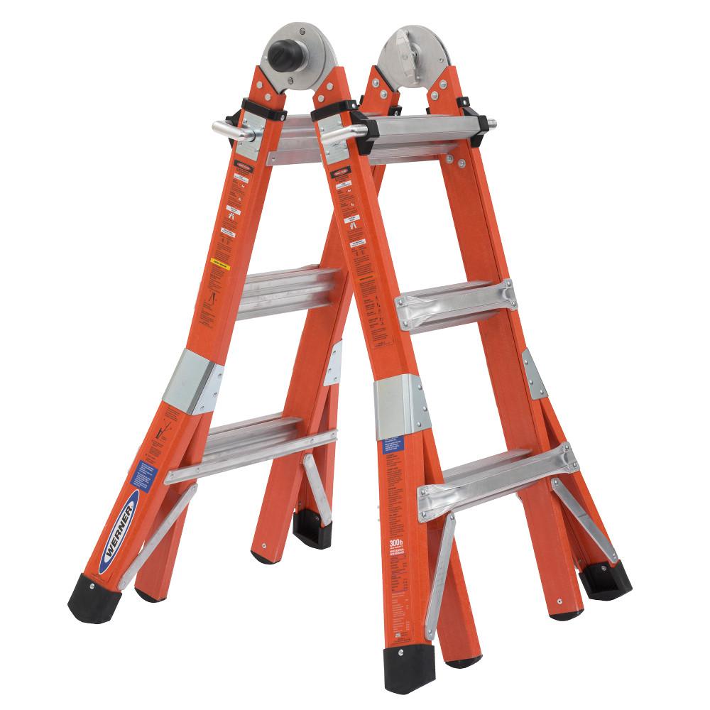 Werner 14 ft. Reach Height Multi-Purpose Fiberglass PRO Ladder with 300 lbs. Load Capacity Type IA was $307.58 now $199.0 (35.0% off)