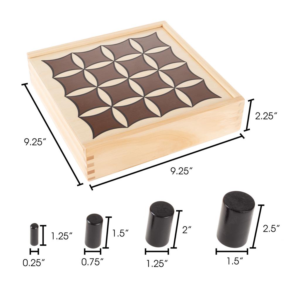 Hey Play Wooden Tabletop 3d Tic Tac Toe Board Game Hw The Home Depot