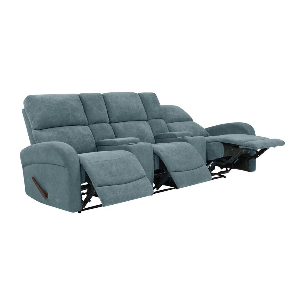 Prolounger Medium Blue Chenille Recliner Sofa With Storage Console Prolounger Medium Blue Chenille Recliner Sofa With Storage Console And Usb Ports 3 Seat