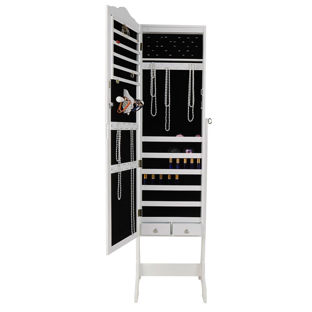 Mind Reader White Free Standing Jewelry Armoire Storage Cabinet 14 White Free Standing Jewelry Armoire Storage Cabinet 14 Led Lights For Necklaces Rings Earrings