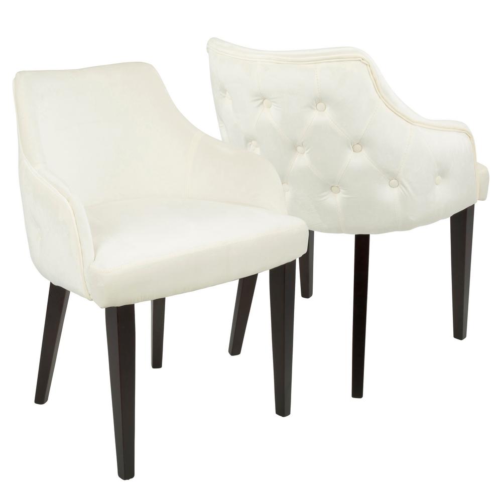 Lumisource Eliza Espresso And Cream Velvet Diamond Tufted Dining Lumisource Eliza Espresso And Cream Velvet Diamond Tufted Dining Chair Set Of 2