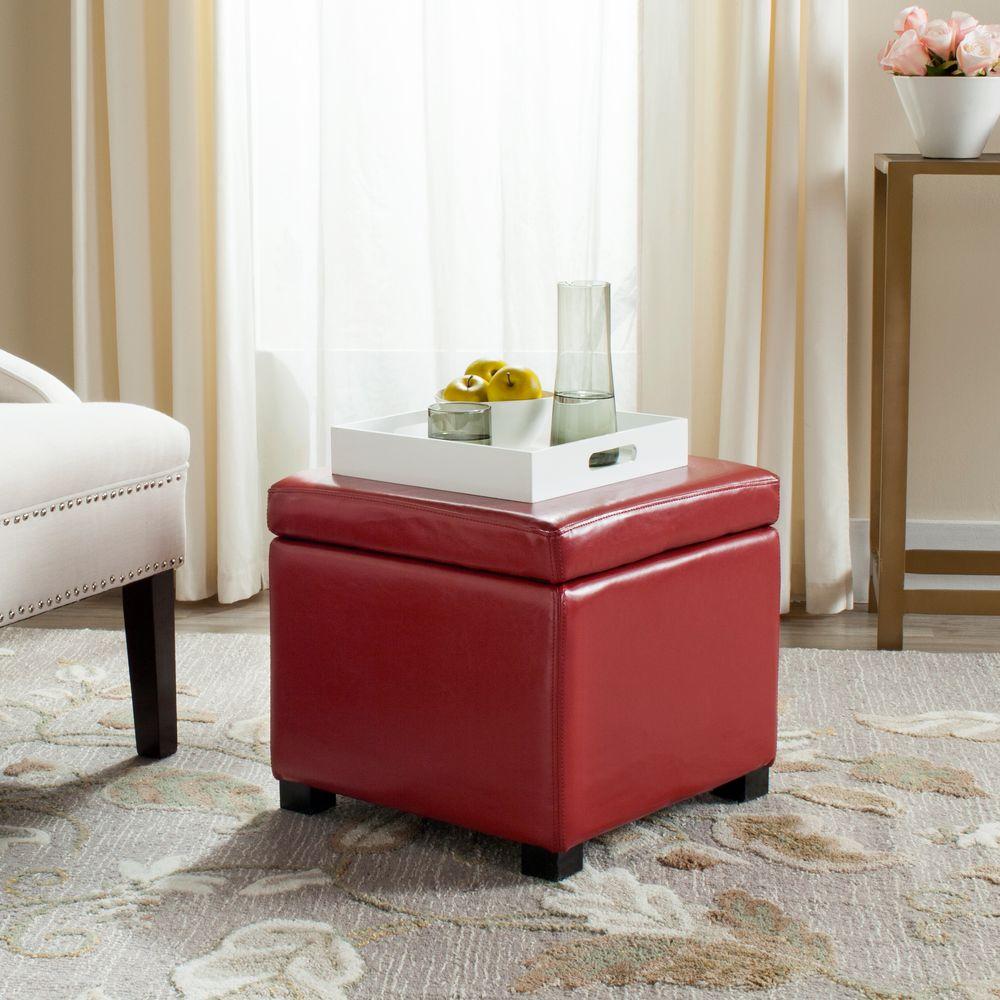 Safavieh Jonathan Red Storage Ottoman Hud4007r The Home Depot Safavieh Jonathan Red Storage Ottoman