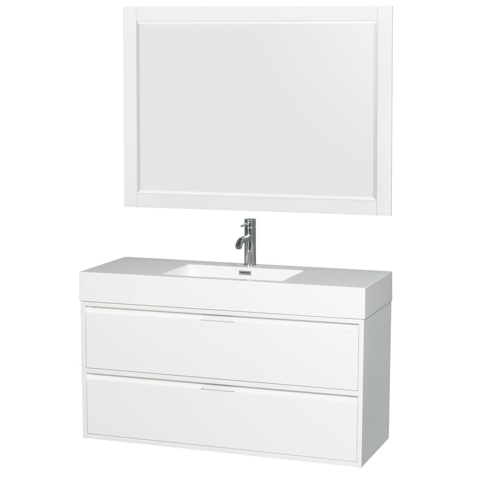 Wyndham Collection Daniella 47.3 in. W Vanity in Glossy White with Acrylic Vanity Top in White Wyndham Collection Daniella 47.3 in. W Vanity in Glossy White with Acrylic Vanity Top in White