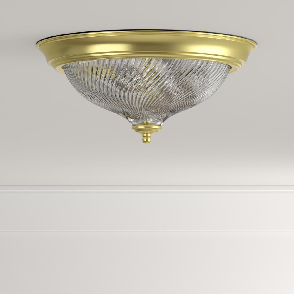 11" Decorative Dome Ceiling Fixture Polished Brass Clear Glass FREE SHIPPING US!