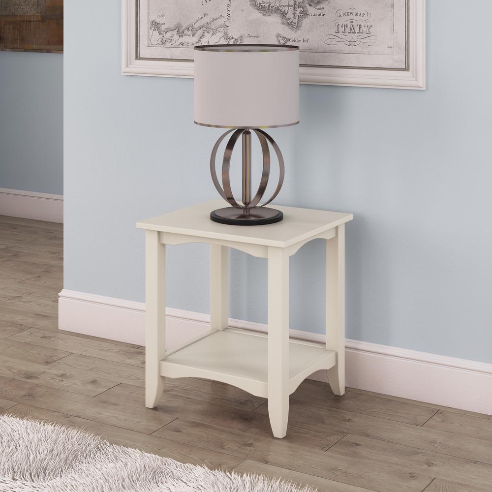 Alaterre Furniture Country Cottage White Antique 2 Shelf End Table