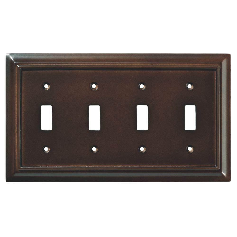 Liberty Architectural Wood Decorative Quadruple Switch Plate, Espresso