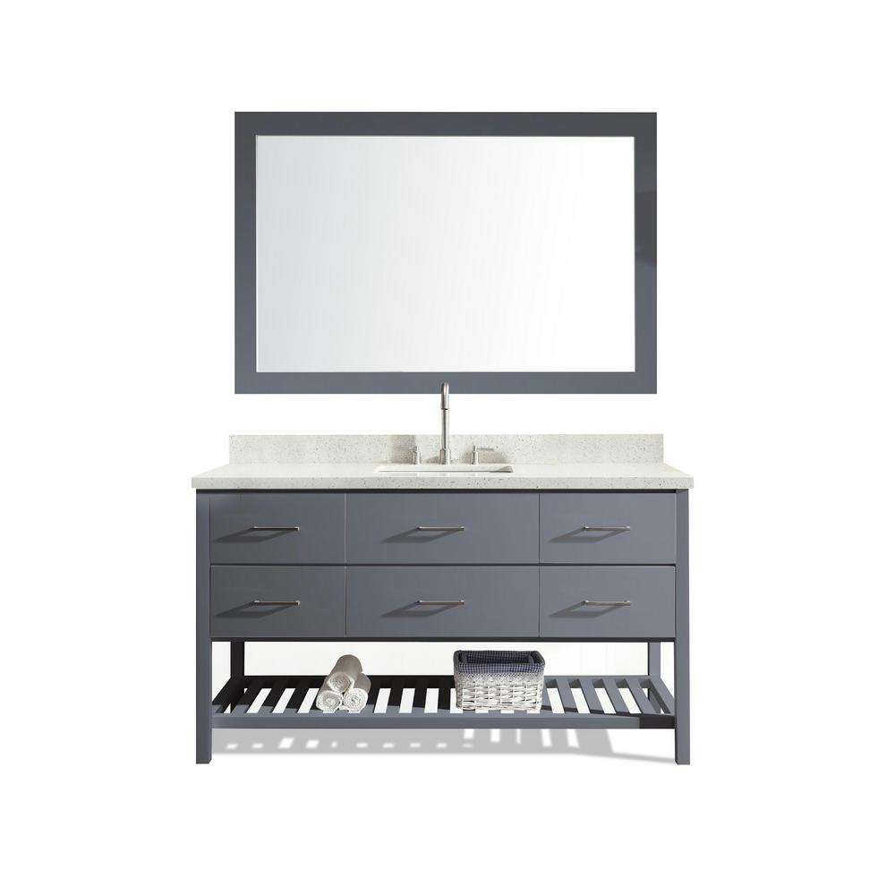 Domani Sicily 301/2 in. Vanity Combo in Ebony with Natural Stone