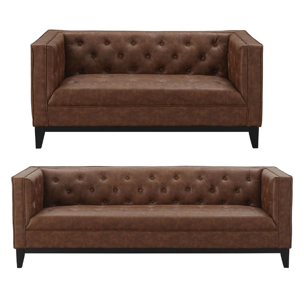 UPC 704817010282 product image for Manhattan Comfort Cadman 2-Piece Camal PU Leather 3-Seat Sofa and 2-Seat Lovesea | upcitemdb.com