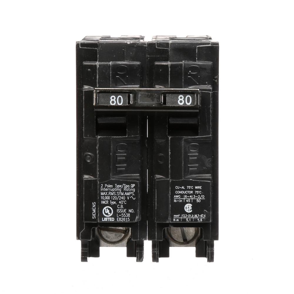 Siemens 90 Amp Double Pole Type Qp Circuit Breaker Q290 The Home Depot