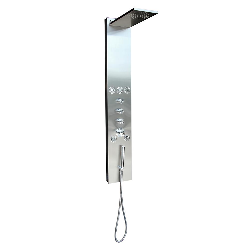 BOANN 7 in. 5Jet Shower Panel System in Stainless Steel with Rainfall