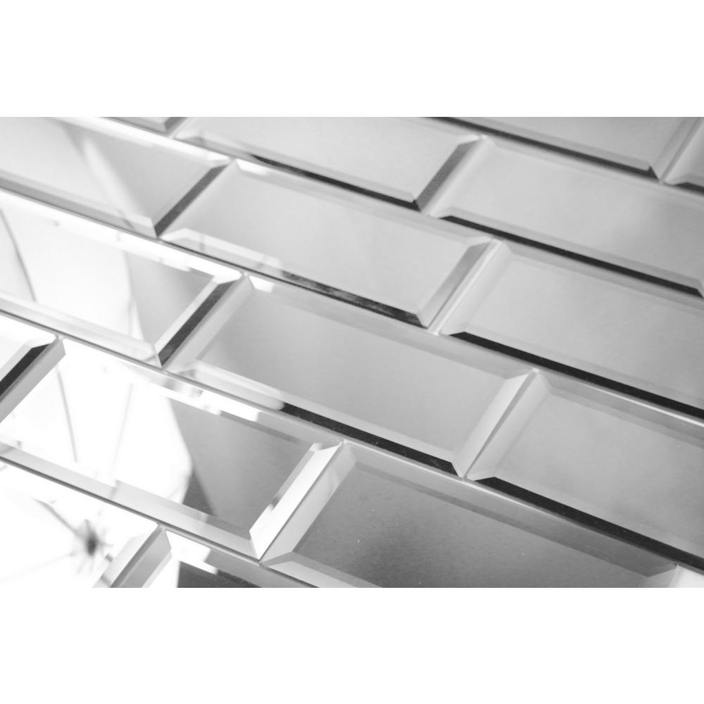 Abolos Subway 3 X 6 Silver Gray Beveled Glossy Gl Abolos Subway 3 X 6 Silver Gray Beveled Glossy Gl