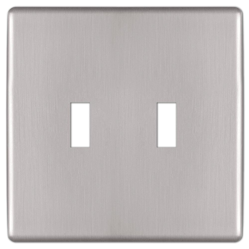 Hampton Bay Kentley Screwless Steel 2 Toggle Wall Plate Brushed