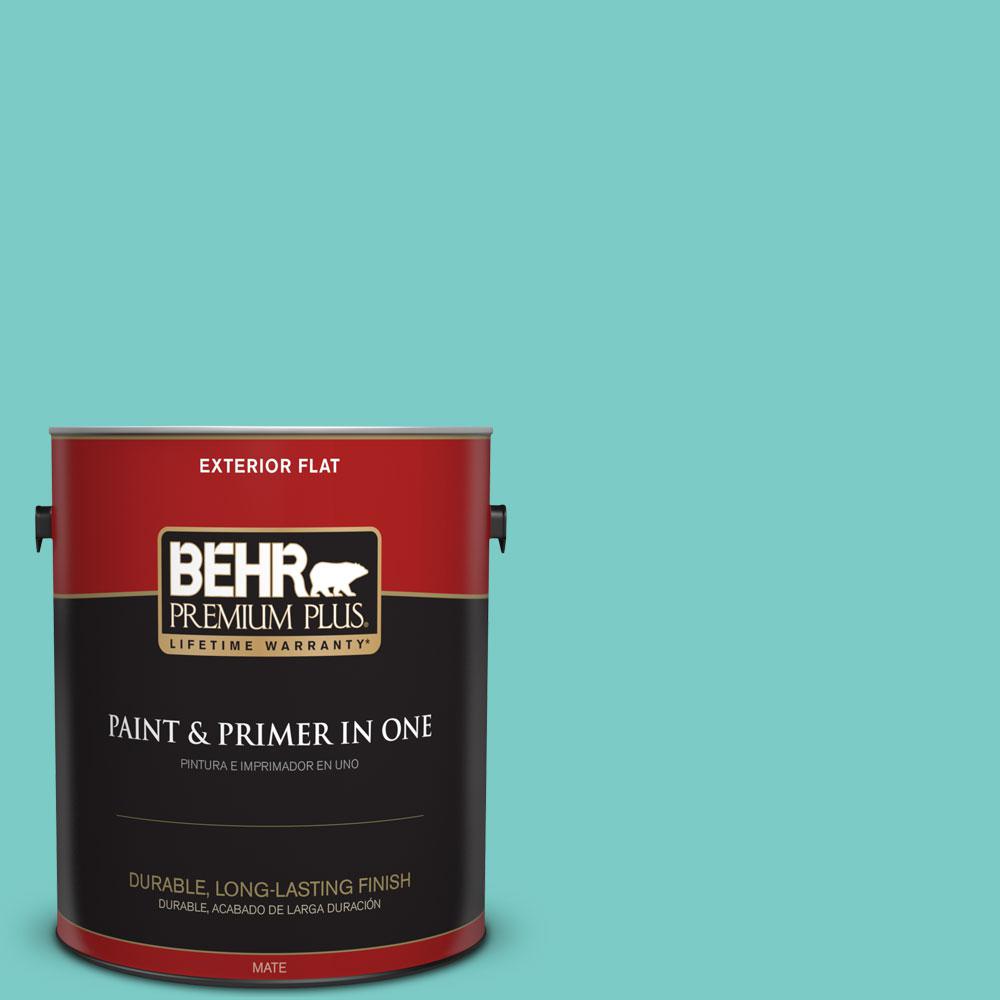BEHR Premium Plus 1gal. BIC39 Blue Green Gem Flat Exterior Paint