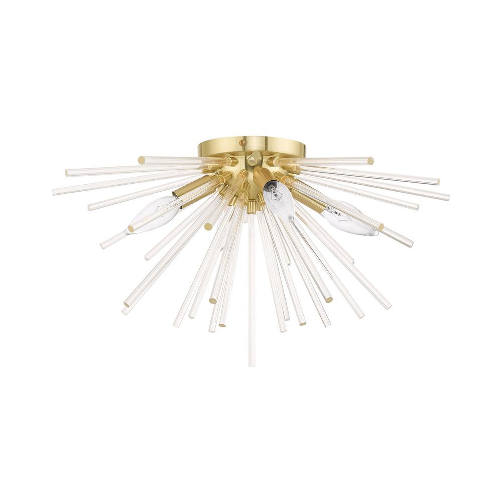 Livex Lighting Utopia 20 In 4 Light Satin Brass Starburst Semi