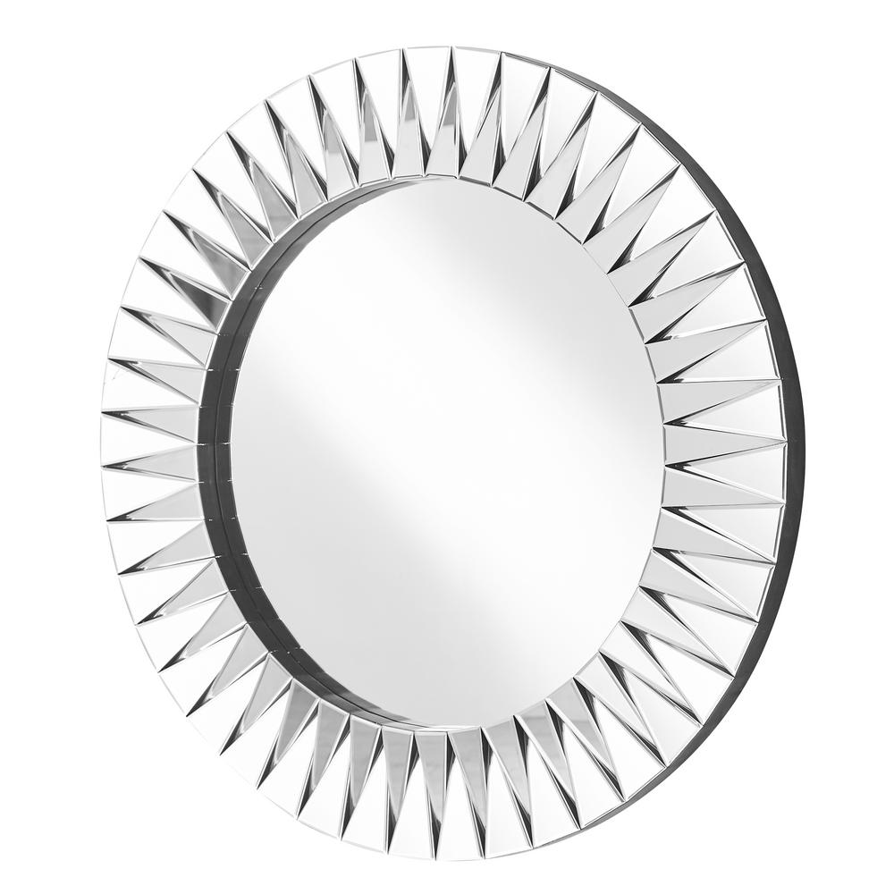 Decor Flair Emory 39 5 In Contemporary Round Mirror With Clear Mdf Contemporary Round Mirror With Clear Mdf Frame Shape