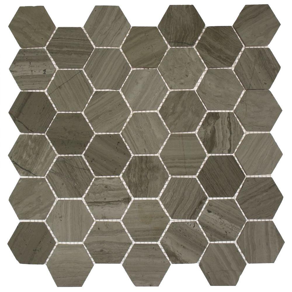 Hexagon Beige Cream Tile Flooring The Home Depot Hexagon Wooden Beige