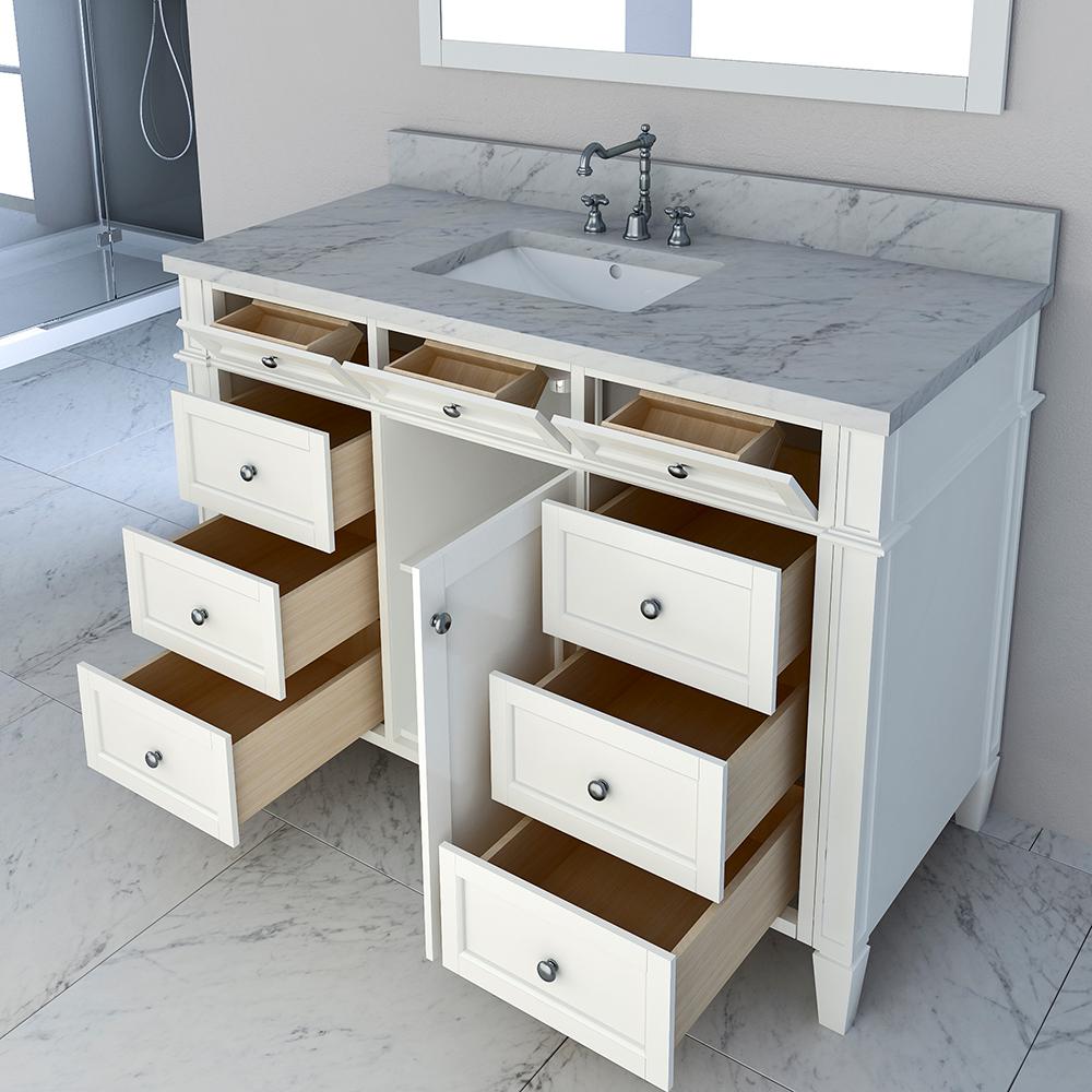 Birmingham 48 In W X 34 H Bath Vanity White With Marble Bath Vanity In White With Marble
