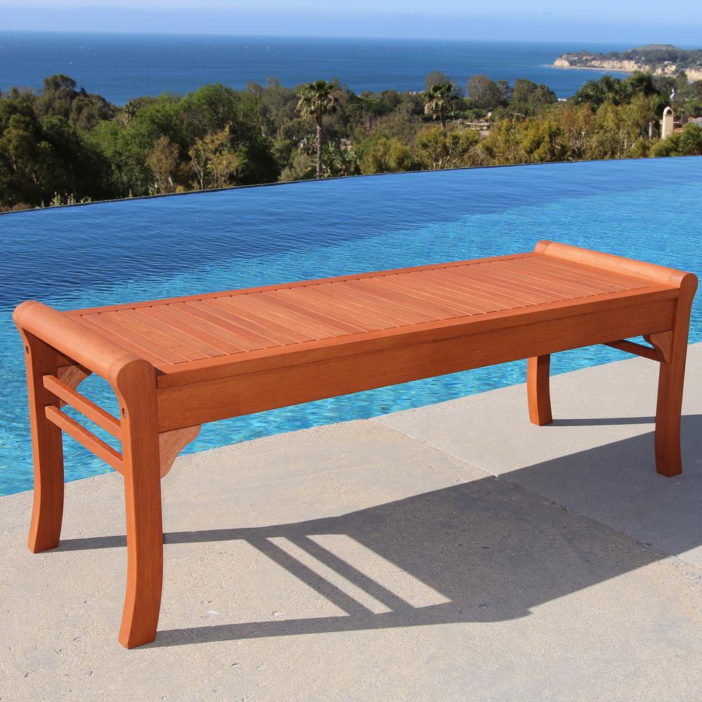Backless Outdoor Benches Patio Chairs The Home Depot Eucalyptus Backless Wood Patio Bench