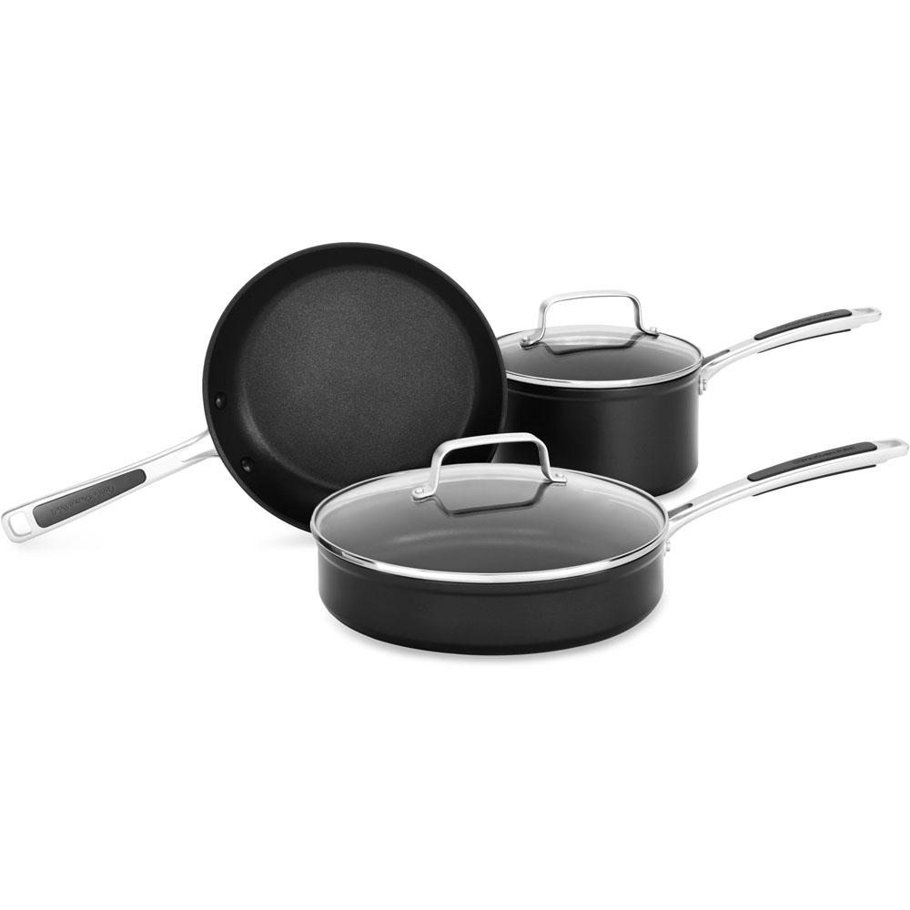 KitchenAid Hard Anodized Nonstick 5-Piece Midnight Black Cookware Set with Lids-KC2H1S05BKD 