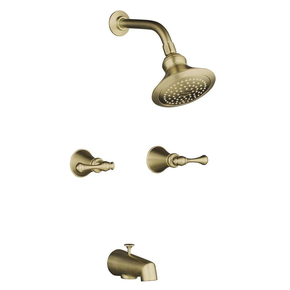 Kohler Revival Bath And Shower Faucet With Traditional Lever Handles And Flange In Vibrant 0426