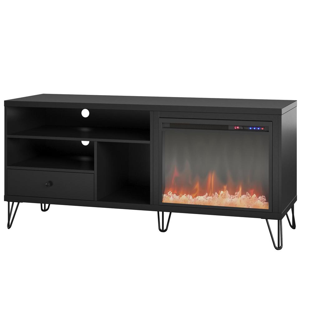 Ameriwood Home Montrose 59 In Freestanding Electric Fireplace Tv Stand Fits Tv S Up To 65 In In Black Hd43551 The Home Depot