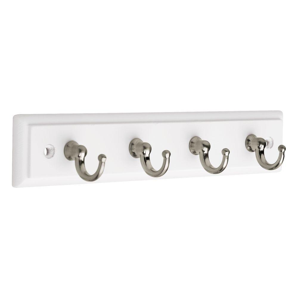 Liberty 9 in. White and Satin Nickel Key Rack-KEYRAI-WSN-D - The Home Depot