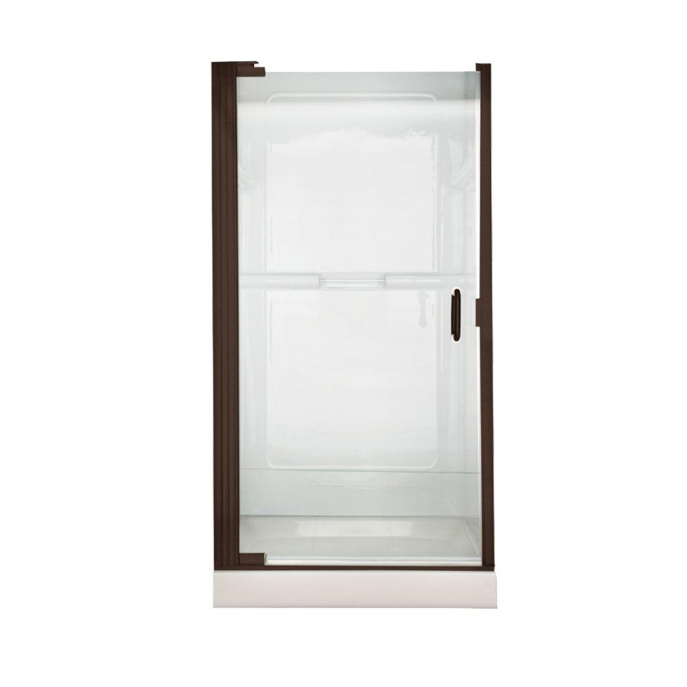 American Standard Euro 36 In X 65 In Semi Frameless Continuous Hinged Pivot Shower Door In Oil Rubbed Bronze With Clear Glass Am0305d 400 224 The Home Depot