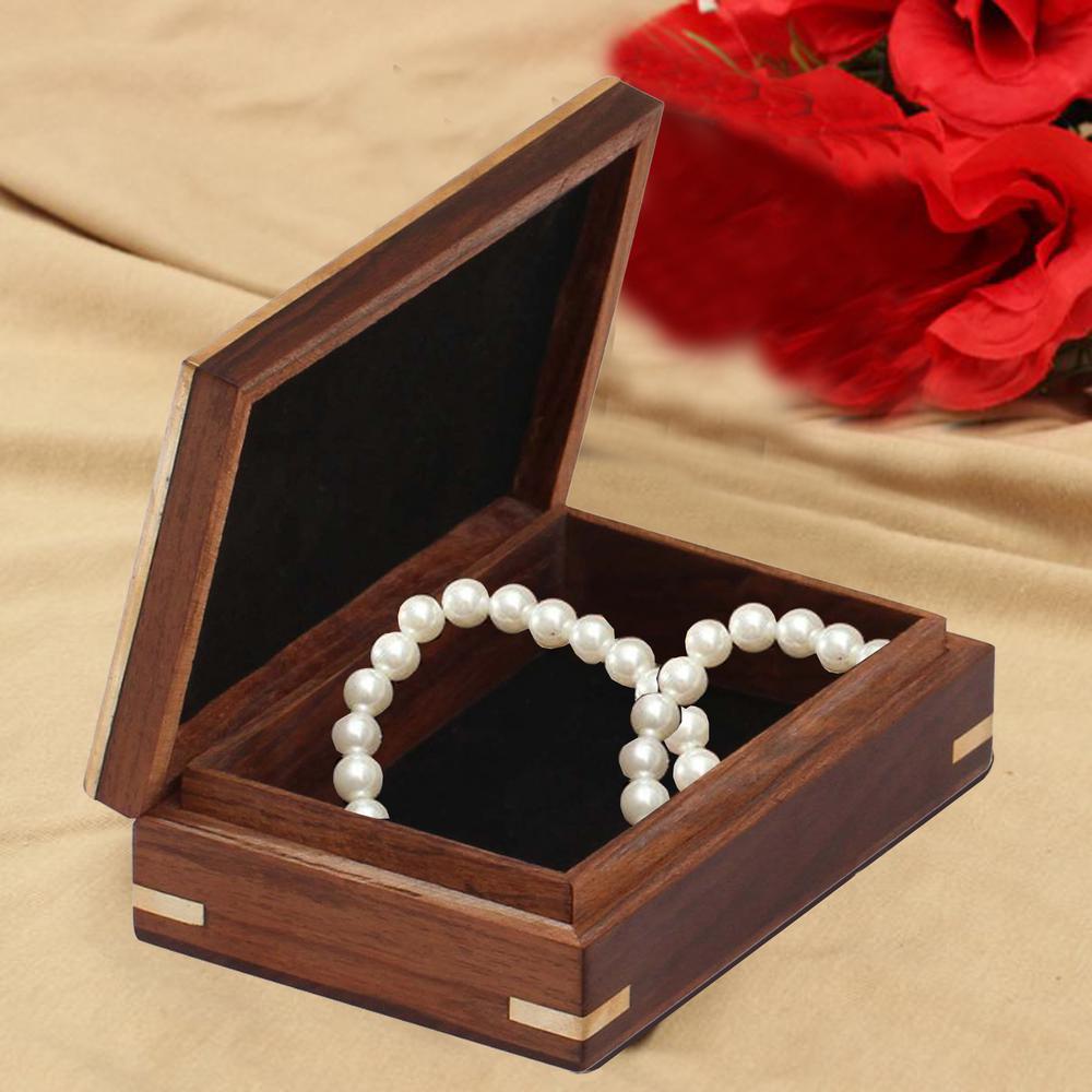 Benzara Rectangular Shaped Mango Wood Brown Jewelry Storage Box