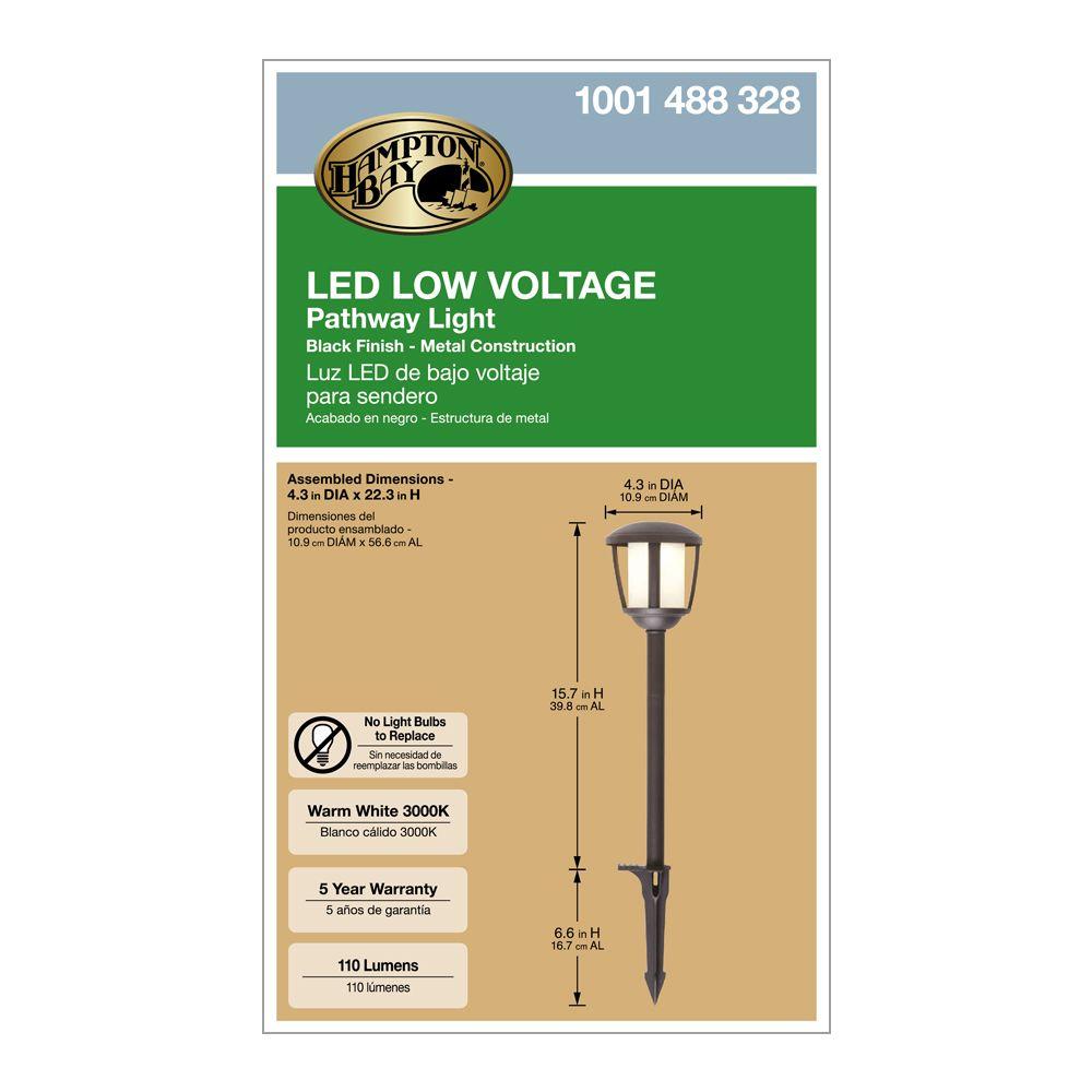 Hampton Bay Black Outdoor LED Landscape Path Light /& Frosted Inner Lens 4 Pack
