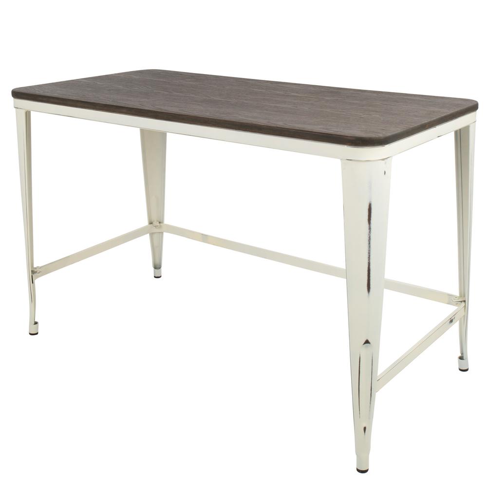 Lumisource Pia Vintage Cream with Espresso Wood Top Industrial Desk by Lumisource