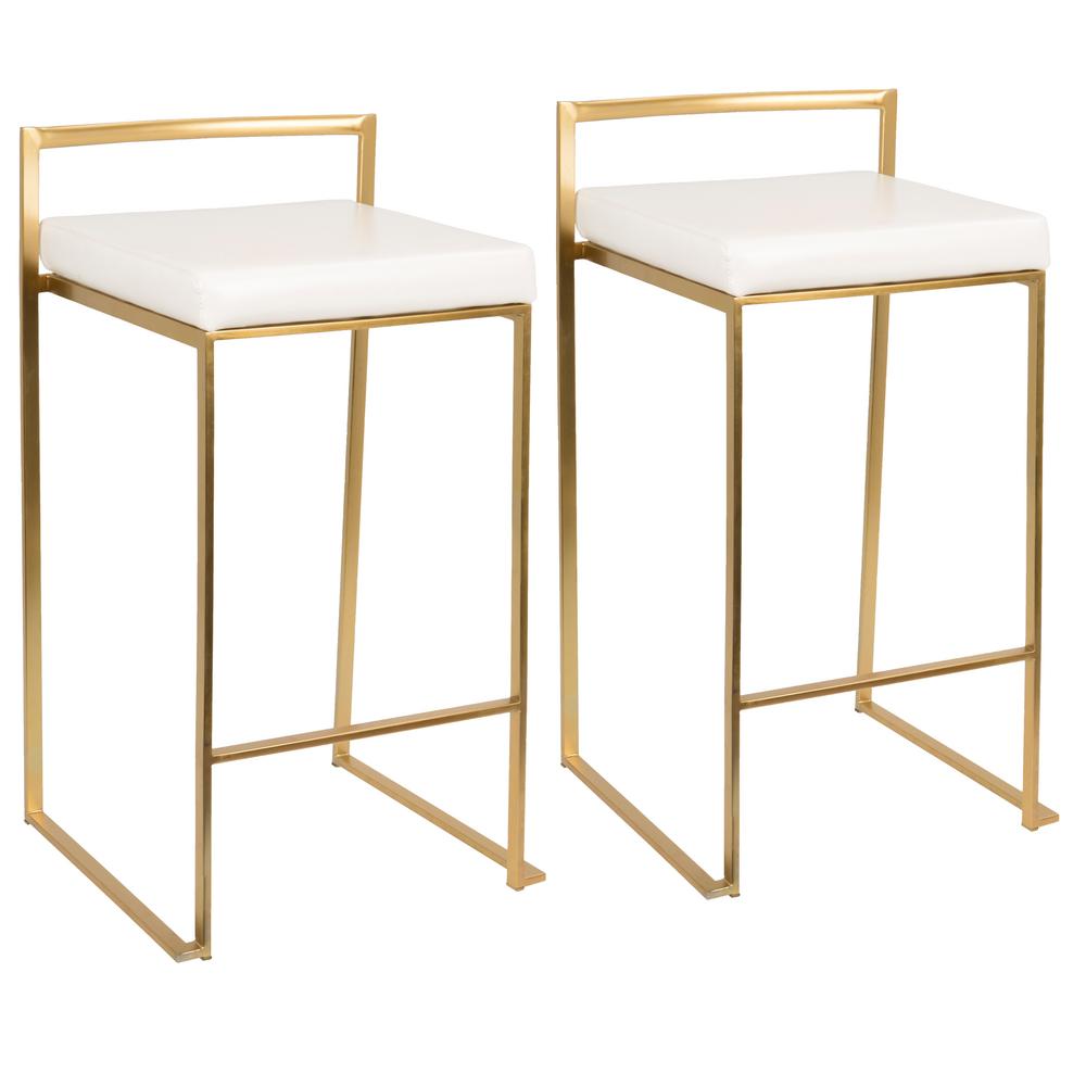 Lumisource Fuji Gold and White Counter Stool (Set of 2)-B26-FUJI AU+W2