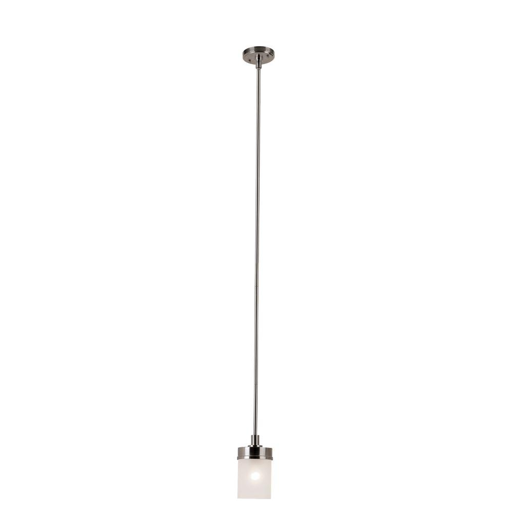 Hampton Bay 1Light Brushed Nickel Mini Pendant with Frosted Glass