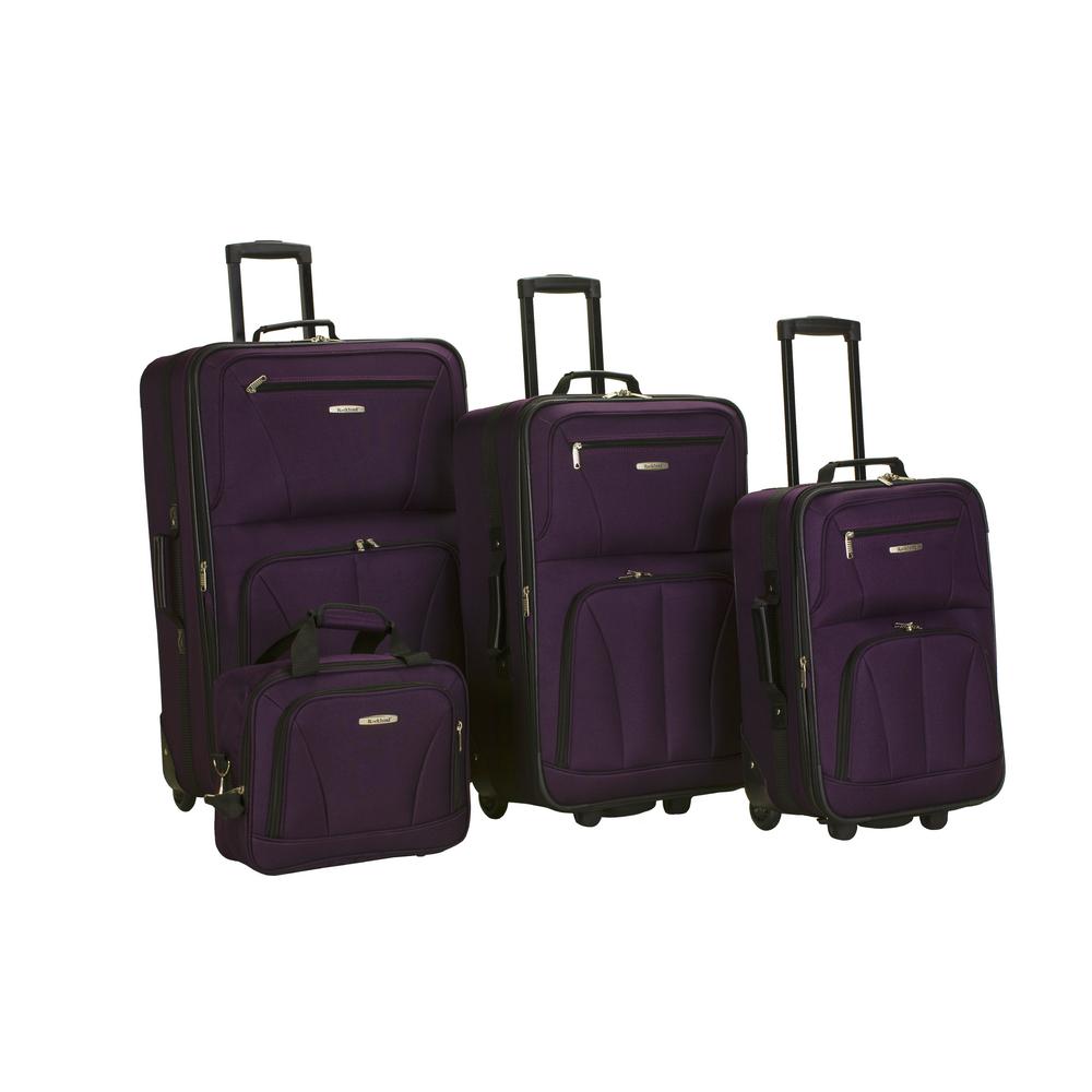 Rockland 4-Piece Luggage Set-F32-PURPLE - The Home Depot