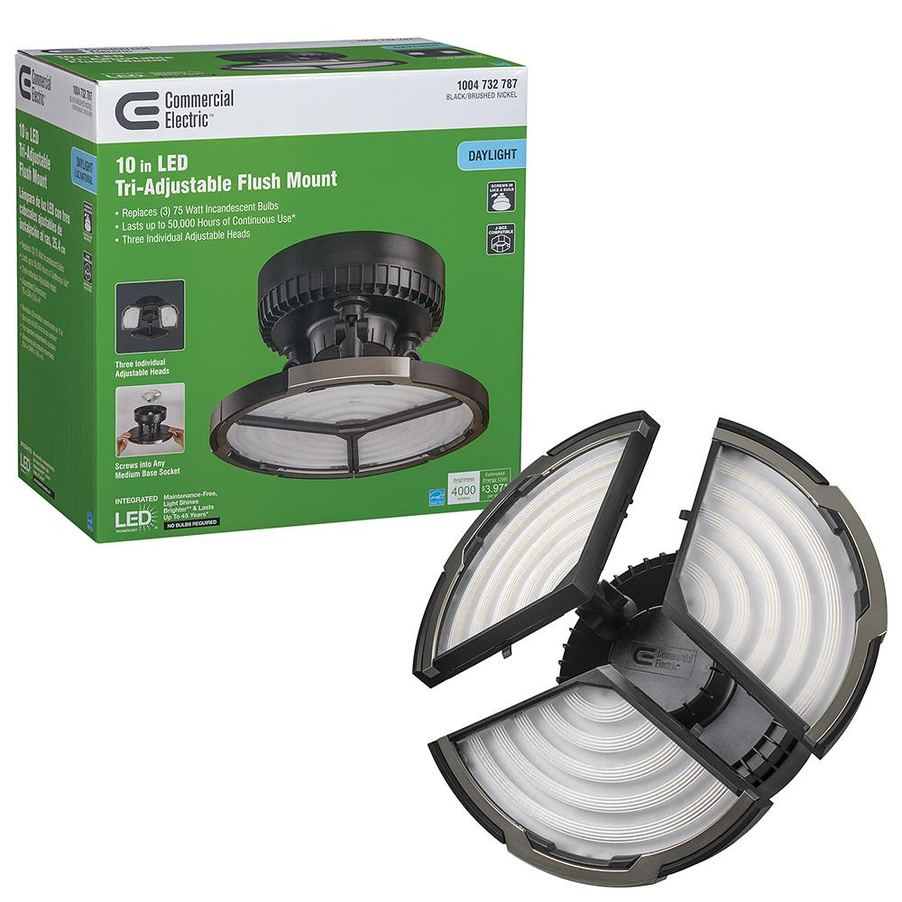 Commercial Electric Spin Light 10 in. Black LED Flush Mount Ceiling