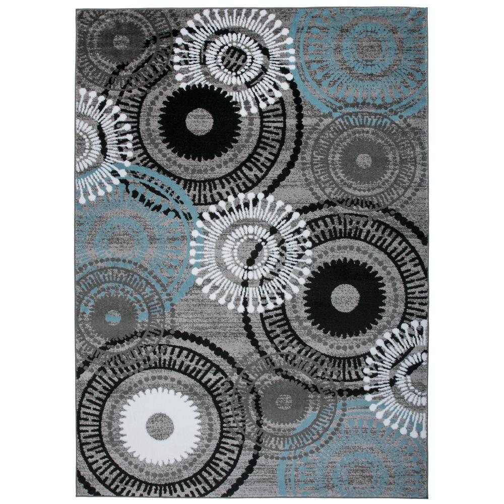 World Rug Gallery Modern Circles Blue Gray 5 Ft 3 In X 7 Rug Gallery Modern Circles Blue Gray