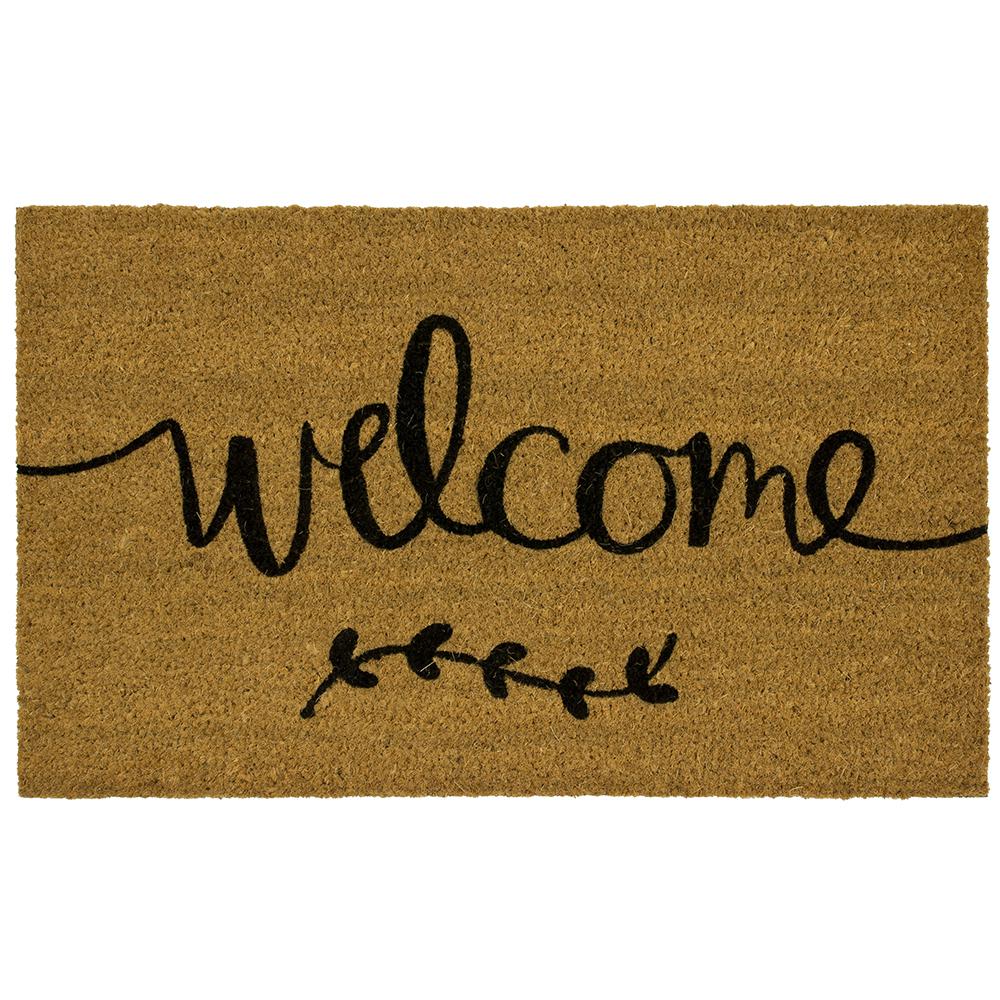 Heat Resistant Concrete Novelty Mats Rugs The Home Depot Welcome Branch Script 18 In X 30 Coir Mat