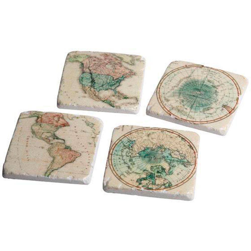 Home Decorators Collection Arts & Crafts Ivory/Green Global Coasters