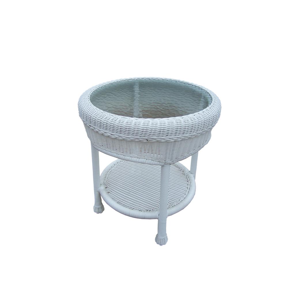 Round Resin Wicker Outdoor Side TableHD90027ETWT The