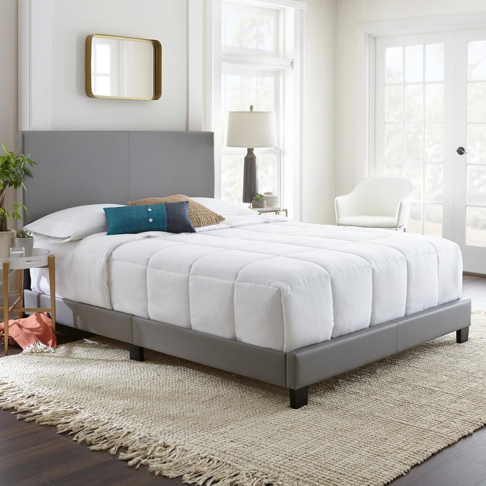 Rest Rite Barrett Gray Queen Upholstered Platform Bed-HDBARGQN - The Home Depot