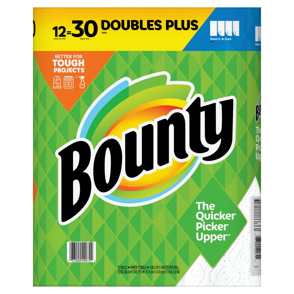 Bounty Select A Size White Paper Towel Rolls (12 Double Plus