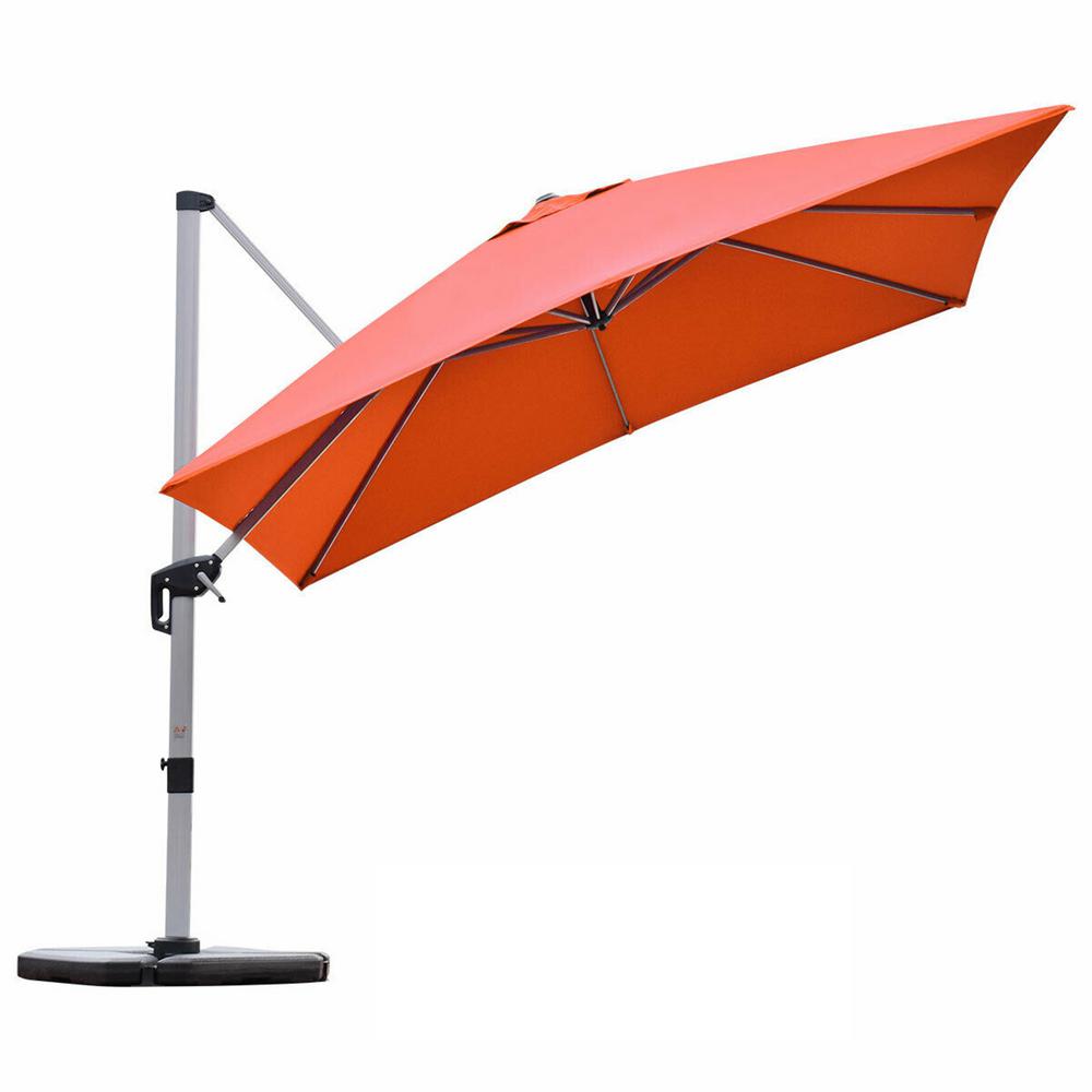 Casainc 10 Ft Aluminum Cantilever Solar 360 Degree Tilt Half Square Patio Umbrella In Orange Wfop70233or The Home Depot